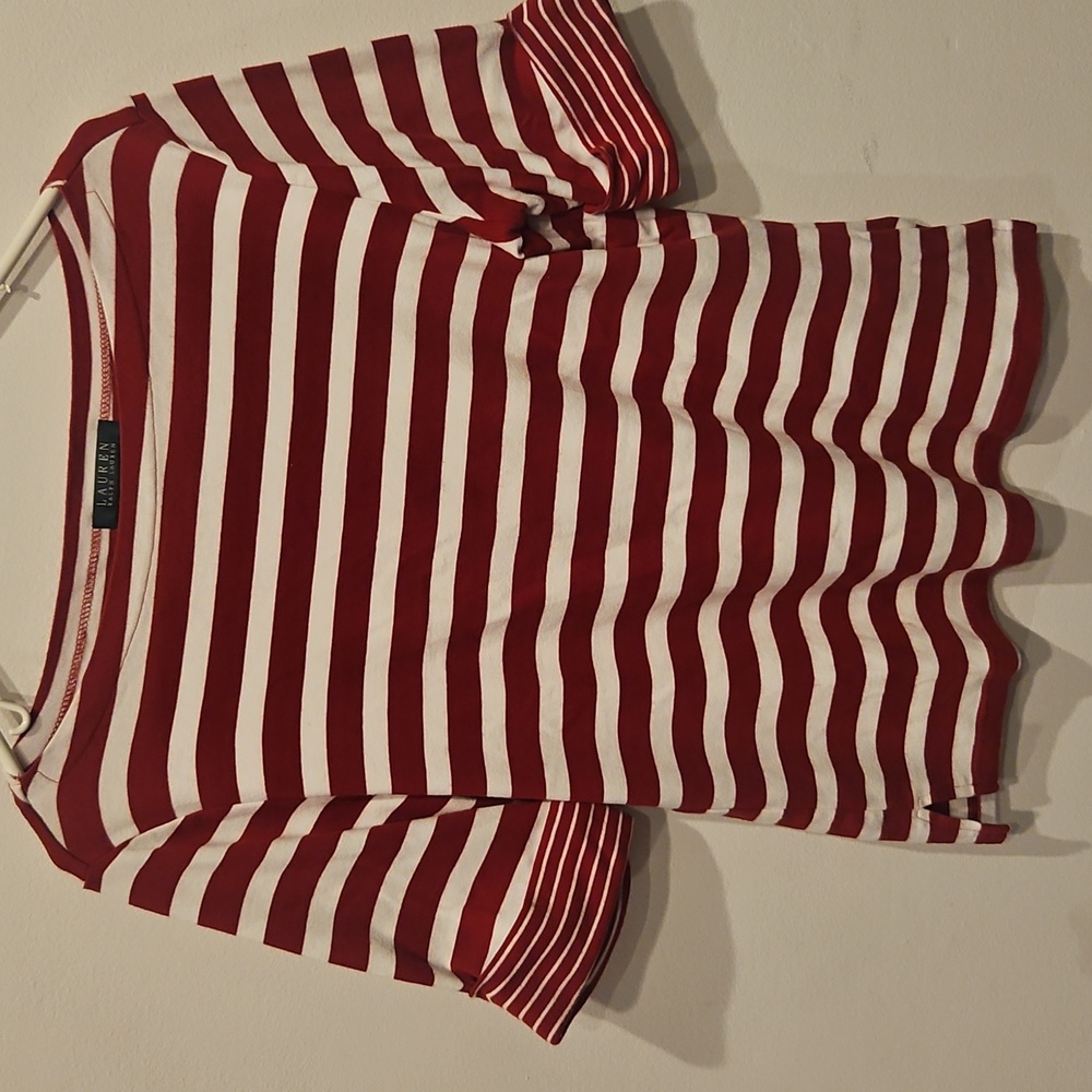 Ralph Lauren Red and White Striped Top